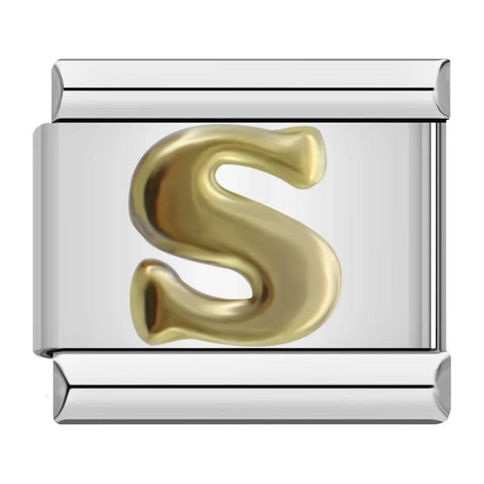 Letter S in Gold, on Silver - Charms Official