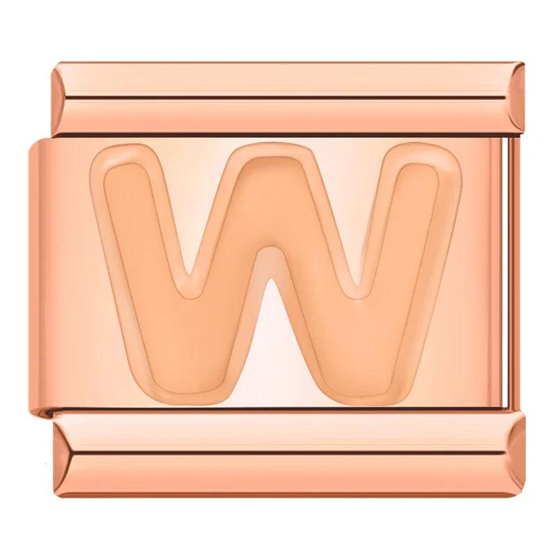 Letter W in Rose Gold, on Rose Gold - Charms Official