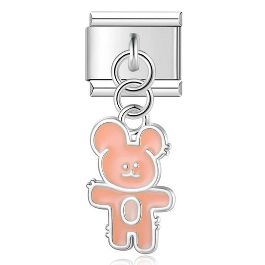 Little Pink Bear, on Silver - Charms Official