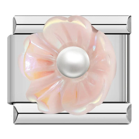 Pink Flower and its Pearl in 3D - Charms Official